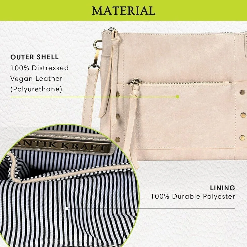 Crossbody Shoulder Bag Vegan Leather Compact 11x1.5x8.5 Casual Everyday